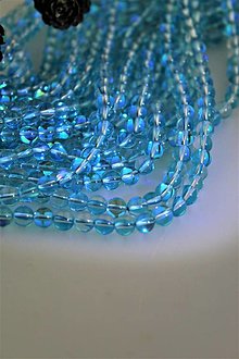 Minerály - modrý aura krištál 6mm korálky- cena za šnúru! - 15556842_