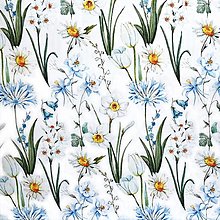 Textil - jarná záhrada, 100 % bavlnený satén EÚ, šírka 160 cm - 15555309_