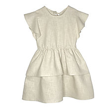 Detské oblečenie - Detské ľanové šaty s volánom - vanilla - 15555738_
