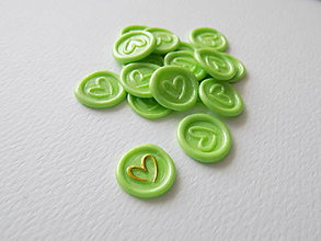 Papiernictvo - Mini pečať (zelená  jarná jemne metalická - srdiečko) - 15555188_