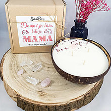 Sviečky - Domov je tam, kde je mama - sójová sviečka v kokosovom orechu - 15555681_