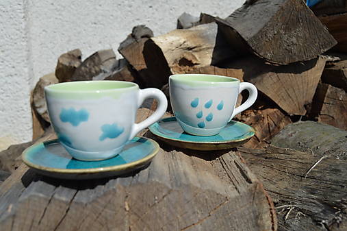 Nádoby - Malé hravé espressá s podšálkami  "RELAX"- SET. Kamenina, 1 dcl cca. - 15557548_