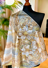 Šatky - Hodvábne ľalie + darčekové balenie ... - 15557745_