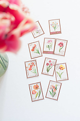 Papier - Botanické poštovné známky - nálepky tulipány - 15557891_
