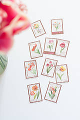 Papier - Botanické poštovné známky - nálepky tulipány - 15557892_
