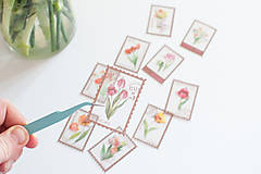 Papier - Botanické poštovné známky - nálepky tulipány - 15557894_
