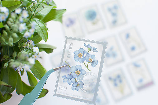 Papier - Botanické poštovné známky - nálepky, set - 15557854_