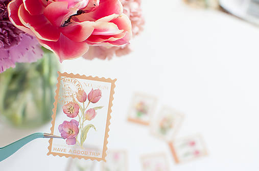Botanické poštovné známky - nálepky tulipány
