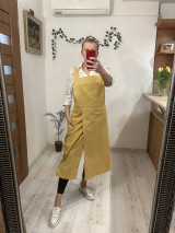 Iné oblečenie - Ľanová zástera OCHRE s prestrihom vpredu - 15557648_