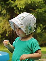 Detské čiapky - Letný detský ľanový čepiec vláčik - 15560146_