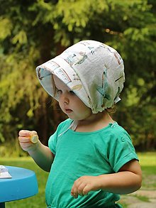 Detské čiapky - Letný detský ľanový čepiec vláčik - 15560146_