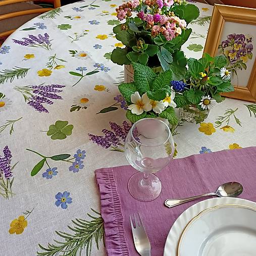 Úžitkový textil - Obrus ľanový  " Lúka Provence " (140 x 120) - 15561464_