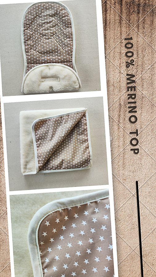 Detský textil - VLNIENKA súprava podložka a deka do autosedačky vajíčko  0/13 kg 100% Merino Top Super wash Natural Hviezdičky béžové - 15561183_