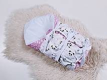 Detský textil - Zavinovačka s troma úväzmi ružové obláčiky + pandy - 15563808_