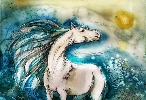 Obrazy - Biely kôň - 15563091_