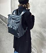 Batohy - TMAVOMODRÝ kožený ruksak - 15562284_