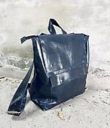 Batohy - TMAVOMODRÝ kožený ruksak - 15562291_