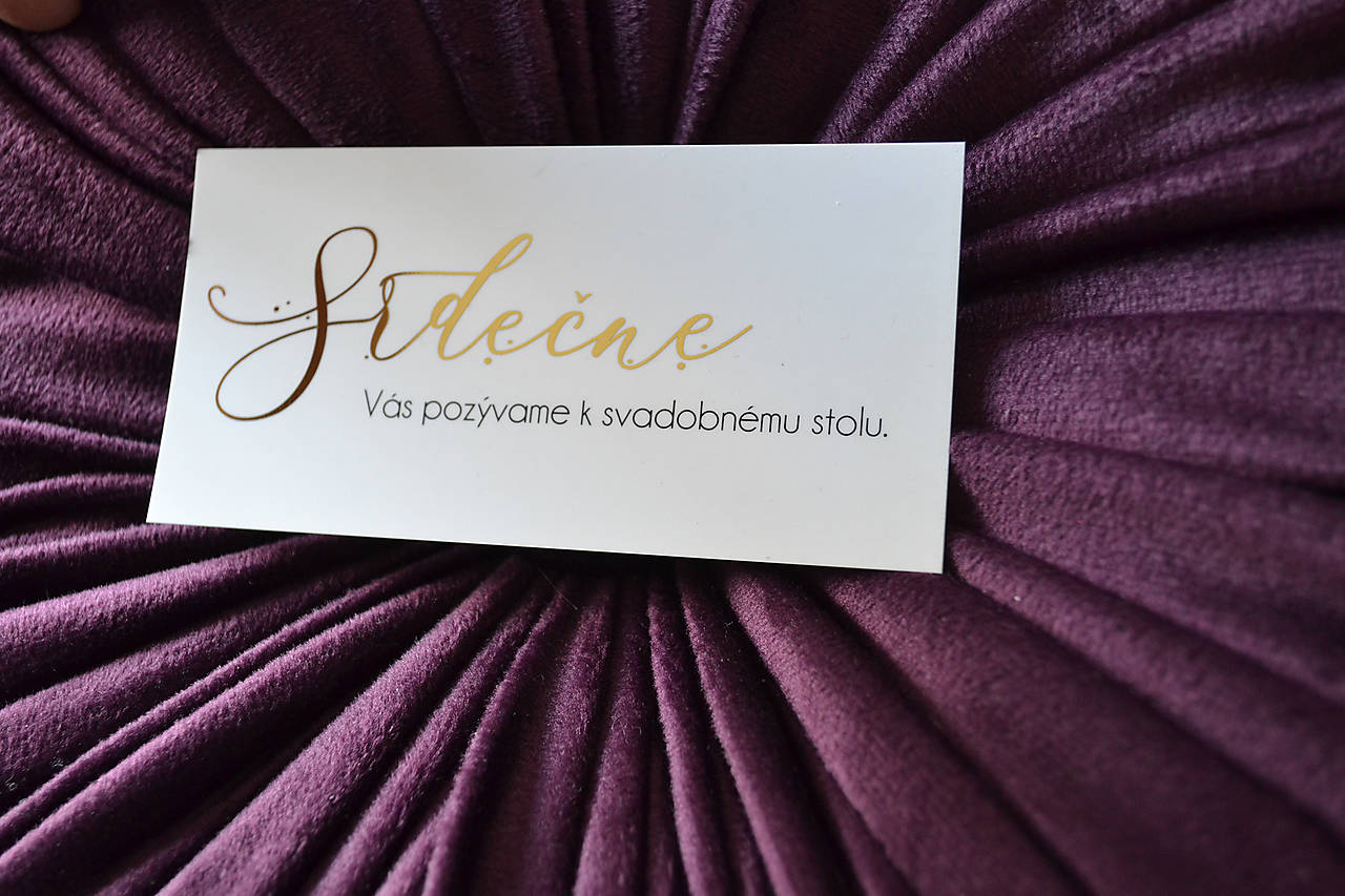 Svadobné oznámenie zlátené srdiečko s nitom (pozvánka)