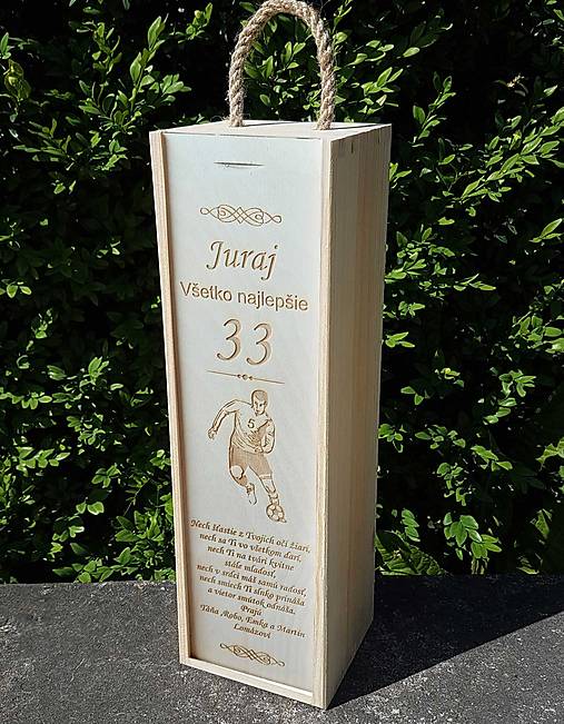 Darček pre futbalista drevený box na víno
