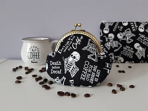 Peňaženky - Minitaštička/peněženka - Death before decaf - 15566578_