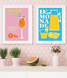 Obrazy - Aperol retro farebný minimalistický print (plagát) (Aperol + Lemonade Soft plagát set pdf) - 15566205_
