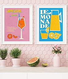 Obrazy - Aperol retro farebný minimalistický print (plagát) (Aperol + Lemonade Paper Grain plagát set pdf) - 15566216_