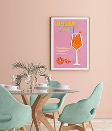 Obrazy - Aperol retro farebný minimalistický print (plagát) (Aperol Spritz Paper Grain plagát A4 vytlačený) - 15566222_
