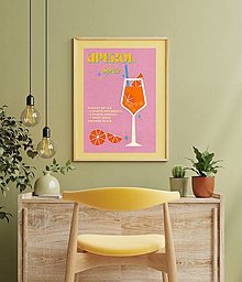 Obrazy - Aperol retro farebný minimalistický print (plagát) (Aperol Spritz Paper Grain plagát A3 vytlačený) - 15566248_