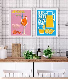Obrazy - Aperol retro farebný minimalistický print (plagát) (Aperol + Lemonade Paper Grain plagát set A4 vytlačené) - 15566258_