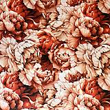 Textil - červené pivónie, 100 % bavlnený satén EÚ, šírka 160 cm - 15568014_
