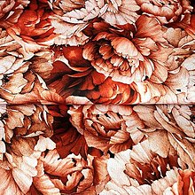 Textil - červené pivónie, 100 % bavlnený satén EÚ, šírka 160 cm - 15568009_
