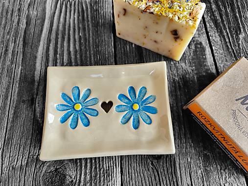 Nádoby - Mydlovnička Kvietky (Modré kvety) - 15572055_