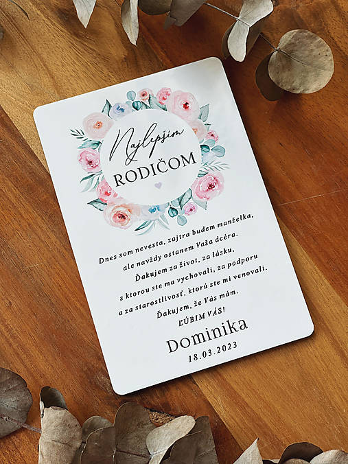 Tabuľky - Poďakovanie rodičom 88 ružičky - 15571059_