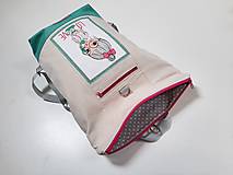 Batohy - Rolovací ruksak mentolový Dievčatko LOVE - 15571830_