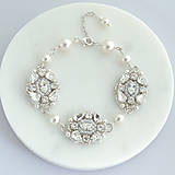 Náramky - Haute couture perlovo-crystalový náramok (Ag925 Rhodium) - 15571049_