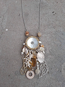 Náhrdelníky - Dlhý náhrdelník s kruhovou perleťou - 15572861_