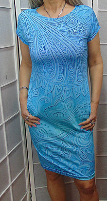 Šaty - Šaty s kapsami - modré paisley S - XXXL - 15572923_