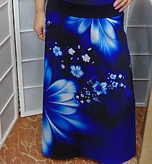 Sukne - Dlouhá sukně - modré květy S - XXL - 15572942_