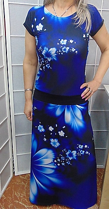 Šaty - Dlouhé šaty - modré květy S - XXXL - 15572948_