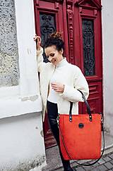 Kabelky - Velká kabelka MANA MANA Minimalistická Cihlová/Černá kůže - 15571118_