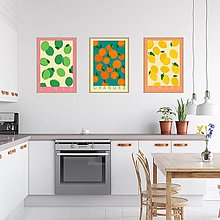Grafika - Citróny retro farebný minimalistický print (plagát) (Set 3 - Lemons + Oranges + Limes plagáty A4 vytlačené) - 15572094_