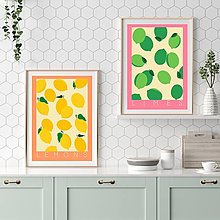 Grafika - Limetky retro farebný minimalistický print (plagát) (Set 2 - Limes + Lemons plagáty A4 vytlačené) - 15572158_