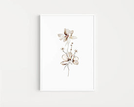 Grafika - Akvarelový obraz na stenu - Béžové kvety - 15571706_