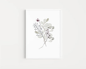 Grafika - Akvarelový obraz na stenu - Jemné lúčne kvety - 15571857_