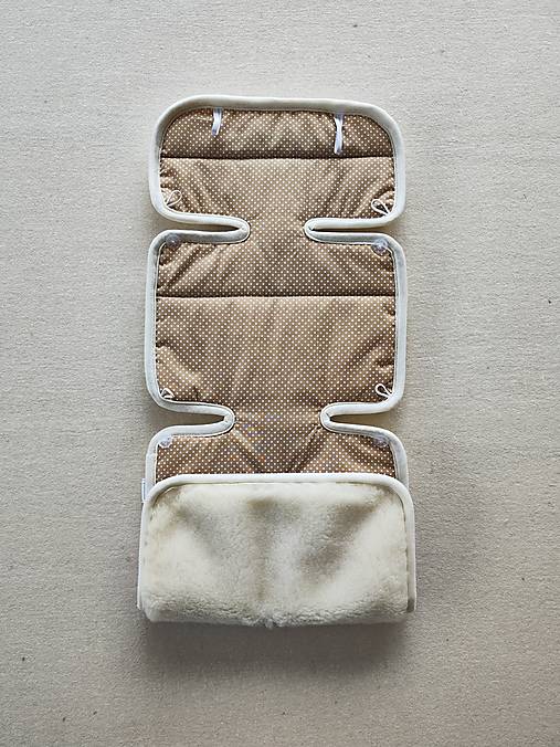 Detský textil - Podložka do kočíka CONCORD Wanderer 100% merino /celoročná/ obojstranná Bodka béžová - 15573599_