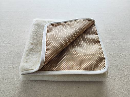 Detský textil - VLNIENKA Ovčie rúno deka 100% MERINO TOP s kašmírom Bodka béžová - 15573621_