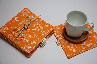 Úžitkový textil - Podšálky, jarní oranžové - 15574179_