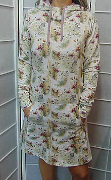 Šaty - Mikinové šaty s kapucí - kopretiny S - XXXL - 15574690_
