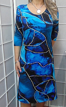 Šaty - Šaty modrý mramor S - XXL - 15574709_