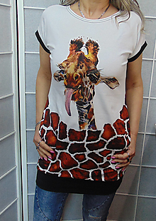 Blúzky a košele - Tunika s kapsami - žirafa S - XL - 15574735_